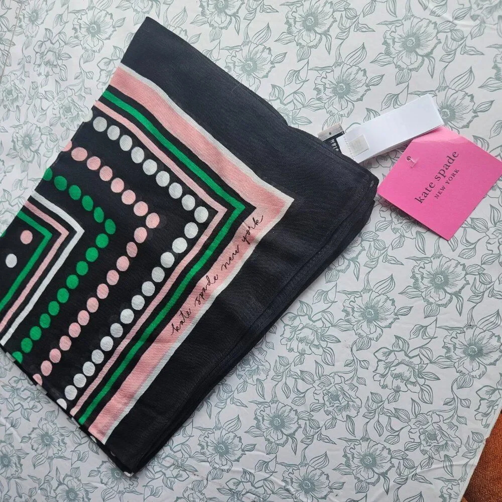 NWT Kate Spade New York Dot & Stripe Silk Scarf - Picture 5 of 5